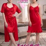 Women's Luxury Satin Nighty with Matching Gown (2 Pcs)