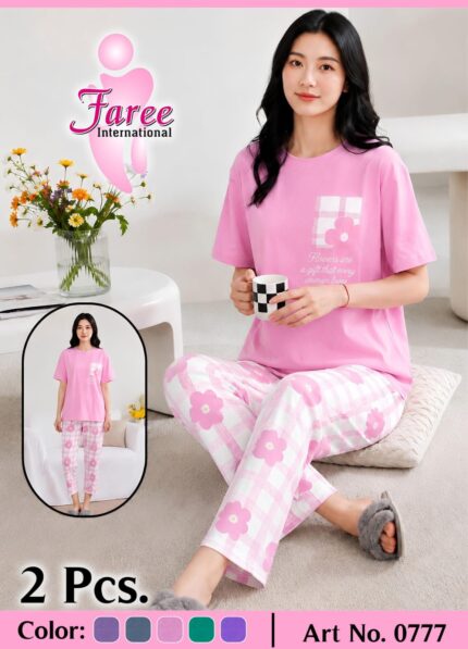 Women’s 2-Piece Floral Printed Night Suit